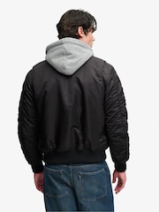 Superdry Black Hooded MA1 Bomber Jacket - Image 3 of 8