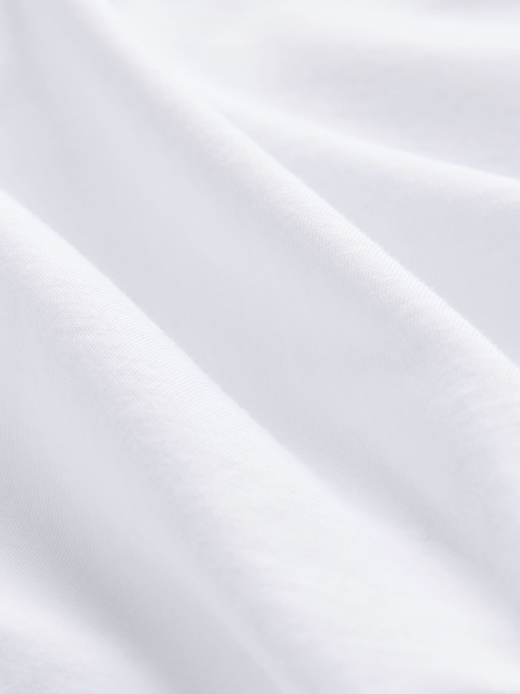 White Shallow V-Neck 100% Cotton Rich Cap Sleeve T-Shirt - Image 6 of 6