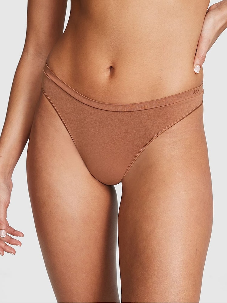Victoria's Secret PINK Nude Caramel Thong Knickers - Image 1 of 3