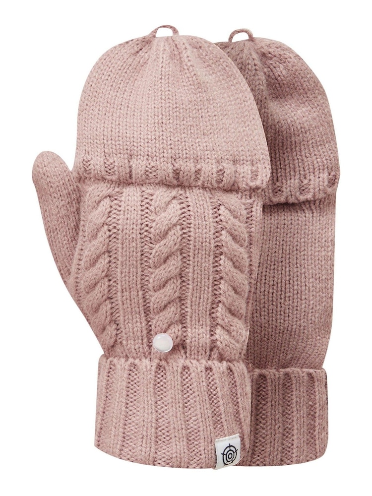 Tog 24 Pink Mid Marl Wilks Knitted Fingerless Gloves - Image 2 of 3