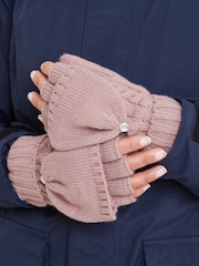 Tog 24 Pink Mid Marl Wilks Knitted Fingerless Gloves - Image 3 of 3