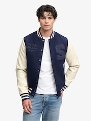 Superdry Blue Vintage Patched Varsity Jacket - Image 1 of 5