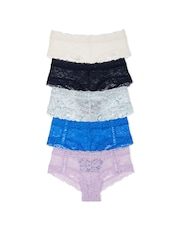 Victoria's Secret White/Purple/Blue Cheeky 5 Pack Knickers - Image 1 of 4