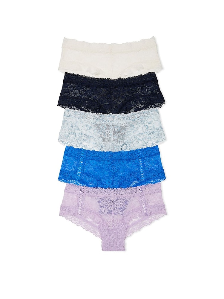 Victoria's Secret White/Purple/Blue Cheeky 5 Pack Knickers - Image 1 of 4