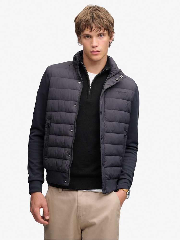 Superdry Grey Interlock Hybrid Jacket - Image 1 of 8