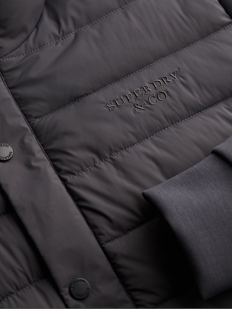 Superdry Grey Interlock Hybrid Jacket - Image 8 of 8