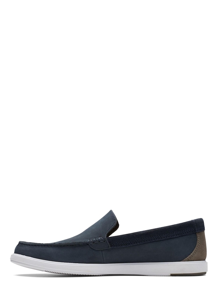 Clarks Blue Nubuck Bratton Loafers Shoes - Image 2 of 7