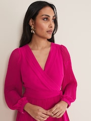 Phase Eight Purple Petite Petite Petra Pleat Dress - Image 4 of 5