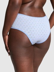 Victoria's Secret PINK Harbor Blue Stripe Pointelle Cheeky Cotton Short Knickers - Image 2 of 3