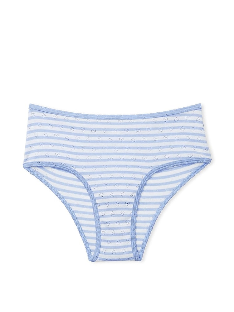 Victoria's Secret PINK Harbor Blue Stripe Pointelle Cheeky Cotton Short Knickers - Image 3 of 3