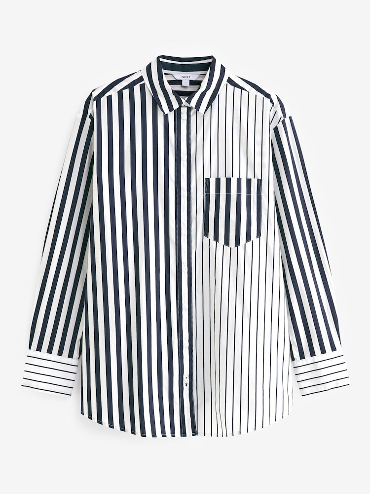 Marineblau/Weiß - Langärmeliges, gestreiftes Oversize-Hemd aus Baumwolle - Bild 6 von 6 Marineblau/Weiß - Langärmeliges, gestreiftes Oversize-Hemd aus Baumwolle - Bild 6 von 6
