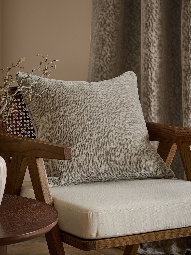 Yard Greige Heath Washed Velvet Textured Fibre Filled Cushion - Image 1 of 3 Yard Greige Heath Washed Velvet Textured Fibre Filled Cushion - Image 1 of 3