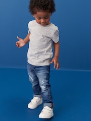 Mid Blue Denim 100% Cotton Distressed Jeans (3mths-7yrs) - Image 2 of 8