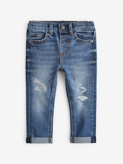 Mid Blue Denim 100% Cotton Distressed Jeans (3mths-7yrs) - Image 4 of 8