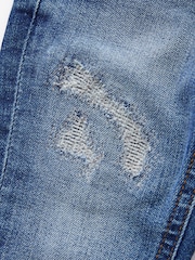 Mid Blue Denim 100% Cotton Distressed Jeans (3mths-7yrs) - Image 6 of 8