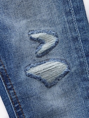 Mid Blue Denim 100% Cotton Distressed Jeans (3mths-7yrs) - Image 7 of 8