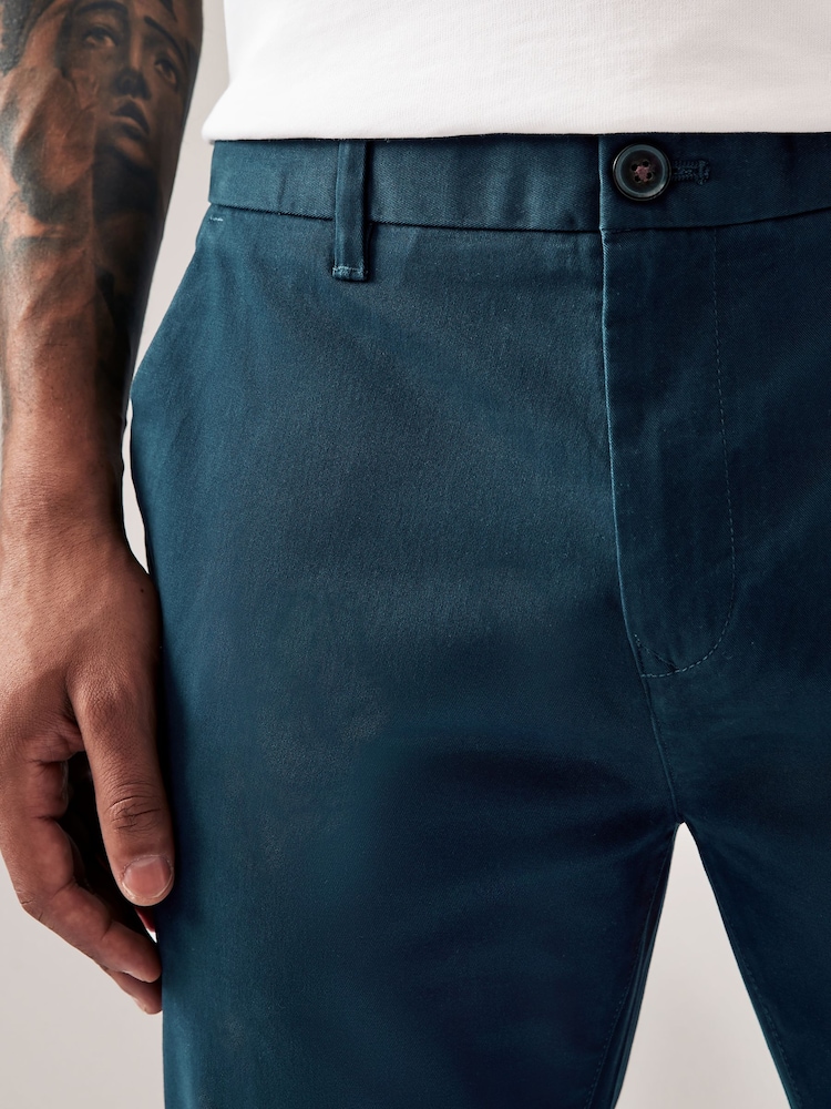 Blue Dark Skinny Fit Stretch Chino Trousers - Image 5 of 9