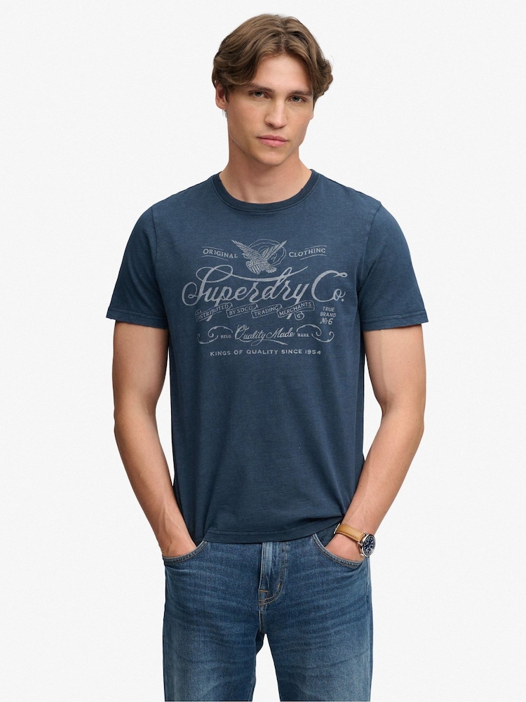 Superdry Blue Mercantile T-Shirt - Image 1 of 5