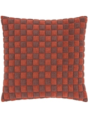 Furn Cinnamon  Chocolate Softie Checkerboard Quilted Fibre Filled Cushion - Image 1 of 3