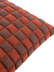 Furn Cinnamon  Chocolate Softie Checkerboard Quilted Fibre Filled Cushion - Image 3 of 3