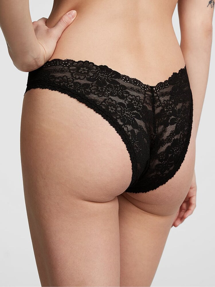 Victoria's Secret PINK Pure Black Lace Brazilian Knickers - Image 2 of 4