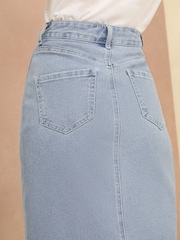 Hellblau - Love & Roses Geknöpfter Denim-Maxirock mit Schlitz vorn - Bild 2 von 4