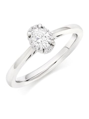Beaverbrooks 18ct White Silver Diamond Oval Shaped Halo Ring - Image 1 of 2