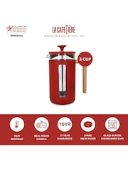 La Cafetiere Red Pisa 3 Cup Glass Cafetiere - Image 3 of 6