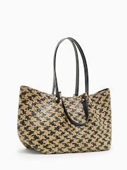 AllSaints Black/Natural Allington Straw Tote Bag - Image 3 of 6