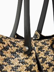 AllSaints Black/Natural Allington Straw Tote Bag - Image 4 of 6