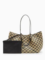 AllSaints Black/Natural Allington Straw Tote Bag - Image 6 of 6
