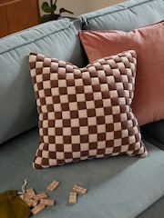 Furn Chocolate  Sand Softie Checkerboard Quilted Fibre Filled Cushion - Image 1 of 4