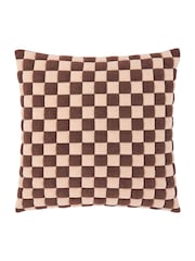 Furn Chocolate  Sand Softie Checkerboard Quilted Fibre Filled Cushion - Image 2 of 4