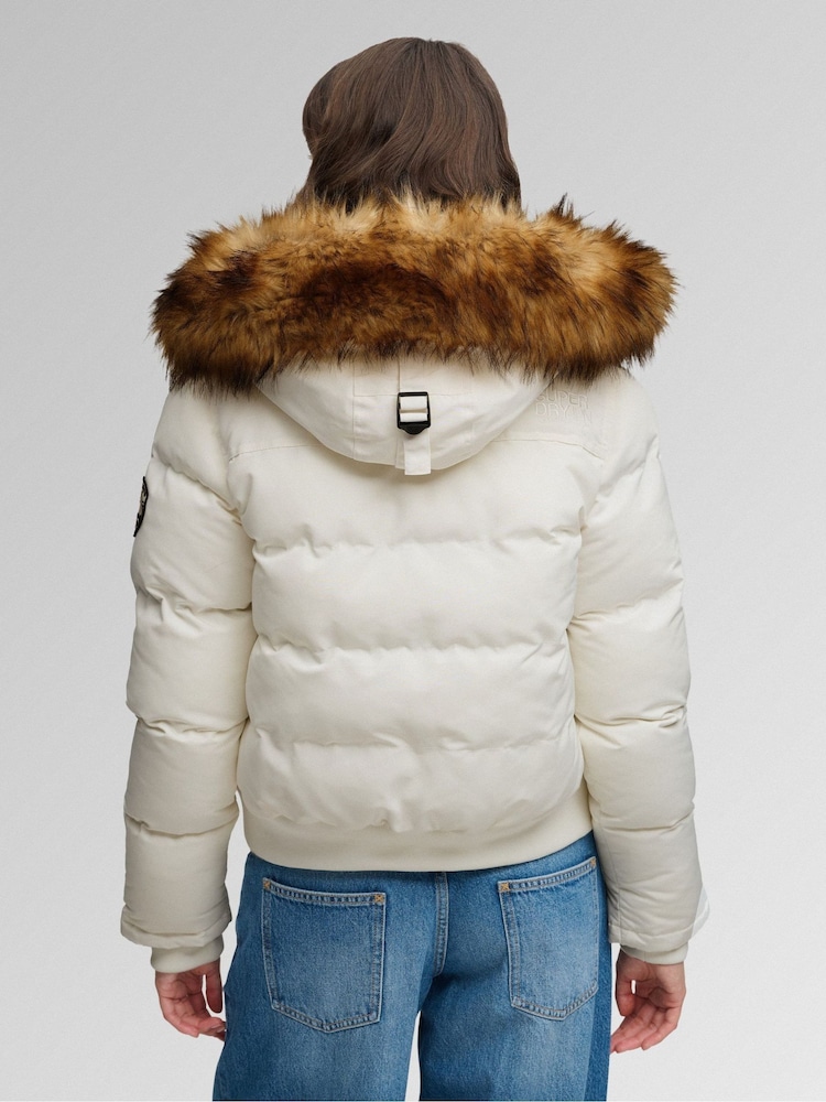 Superdry White Everest Hoodie Bomber Jacket - Image 2 of 8