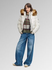 Superdry White Everest Hoodie Bomber Jacket - Image 3 of 8