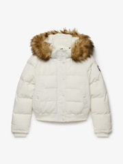 Superdry White Everest Hoodie Bomber Jacket - Image 7 of 8