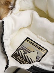 Superdry White Everest Hoodie Bomber Jacket - Image 8 of 8