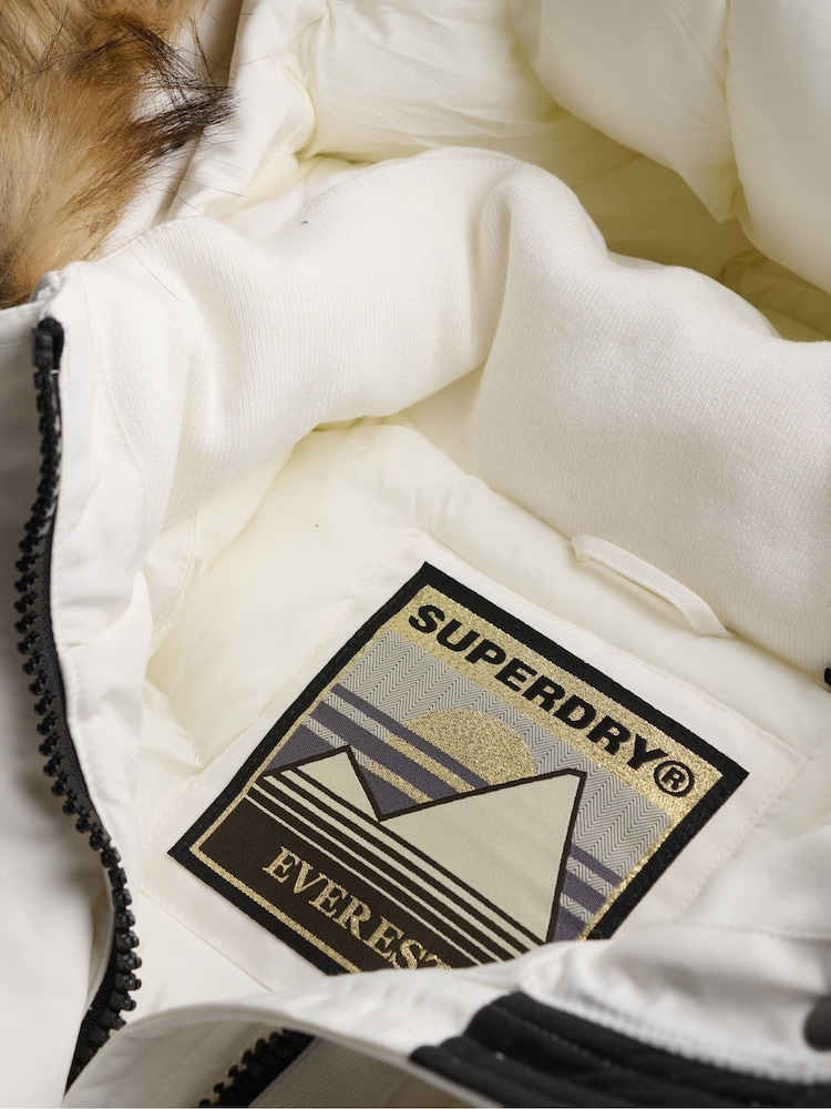Superdry White Everest Hoodie Bomber Jacket - Image 8 of 8