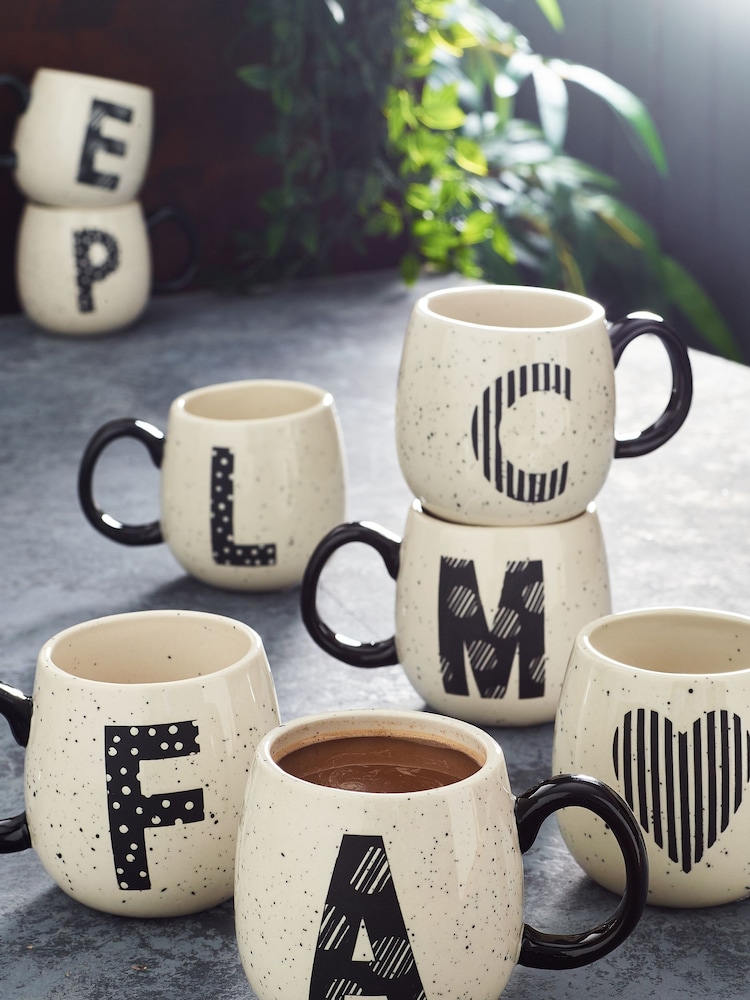 Monochrome Alphabet Mug - Image 1 of 2