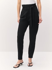 VERO MODA Black High Waisted Paperbag Trousers - Image 1 of 5
