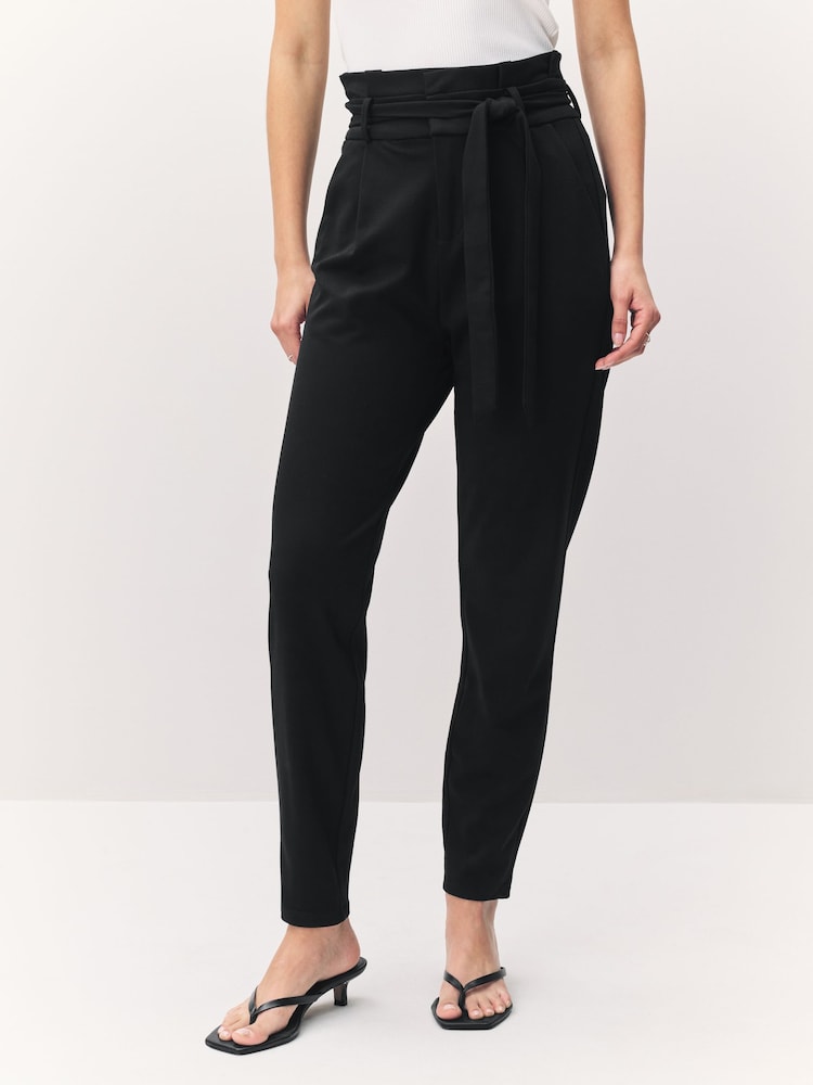 VERO MODA Black High Waisted Paperbag Trousers - Image 1 of 5