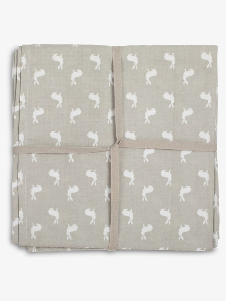 The Little Tailor Grey Muslin 100% Cotton Baby Blanket - Image 2 of 4