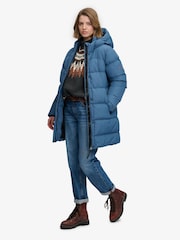 Superdry Blue Hooded Sports Puffer Mid Length Jacket - Image 6 of 9