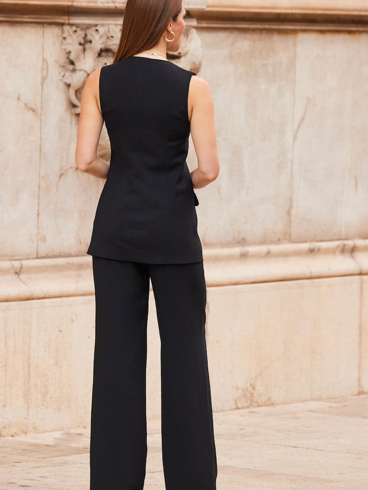 Sosandar Black Longline Sleeveless Blazer - Image 2 of 7
