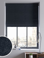 Navy Blue Chenille Made to Measure Roman Blinds - Image 1 of 5