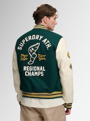 Superdry Green Vintage Patched Varsity Jacket - Image 2 of 6