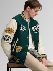 Superdry Green Vintage Patched Varsity Jacket - Image 3 of 6