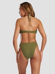 South Beach Green Crinkle Textured Bandeau Top Bikini Set - Image 2 of 6