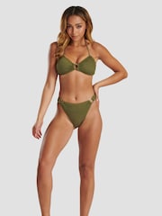 South Beach Green Crinkle Textured Bandeau Top Bikini Set - Image 4 of 6