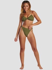 South Beach Green Crinkle Textured Bandeau Top Bikini Set - Image 5 of 6
